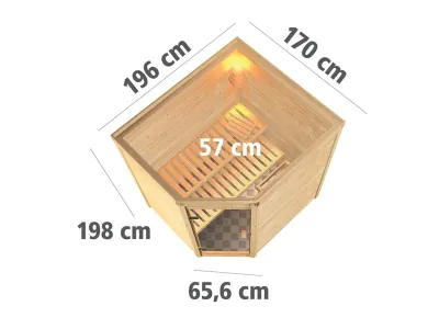 Sauna Massivholzsauna Mia, inkl. 9 kW Ofen mit externer Steuerung Produktbild #6