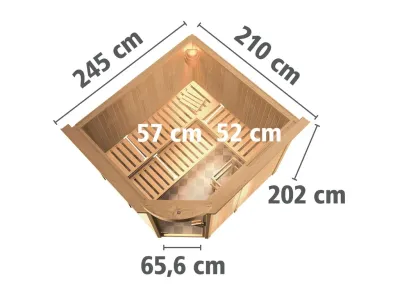 Sauna Systemsauna Fiona 3 mit Dachkranz, inkl. 9 kW Bio-Kombiofen ext. Steuerung Produktbild #4
