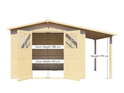Gartenhaus Alexis 4 Rhombusprofil mit Anbau 18 mm natur Produktbild #4