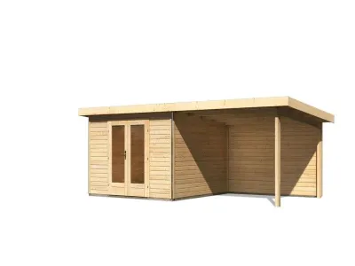 Gartenhaus SET Radeburg 1 40 mm naturbelassen inkl. 3,3 m Anbaudach + Rückwand Produktbild #3