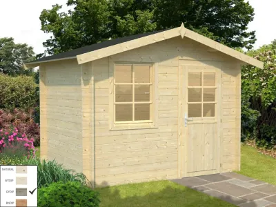 Gartenhaus Blockbohlenhaus Klara 4,7 m² 28 mm grau tauchimprägniert Produktbild #1