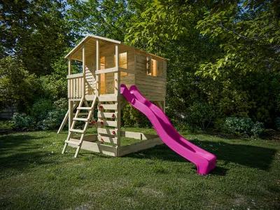 Stelzenhaus Henry kesseldruckimprägniert inkl. Doppelschaukel und Rutsche pink Produktbild #3