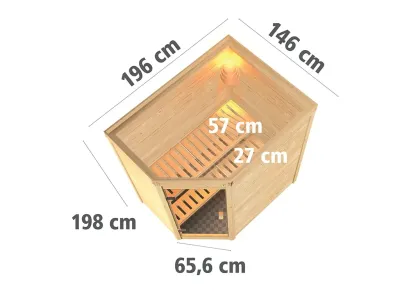 Sauna Massivholzsauna Svea, inkl. 9 kW Ofen mit externer Steuerung Produktbild #1