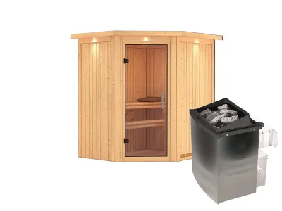 Sauna Systemsauna Taurin mit Dachkranz, inkl. 9 kW Ofen mit integrierter Steuerung Produktbild #7