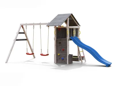 Spielturm Smart 4 grau/weiß inkl. Rutsche blau Produktbild #6