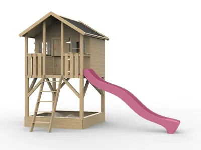 Stelzenhaus Big House mit Sandkasten KDI inkl. Rutsche pink Produktbild #2
