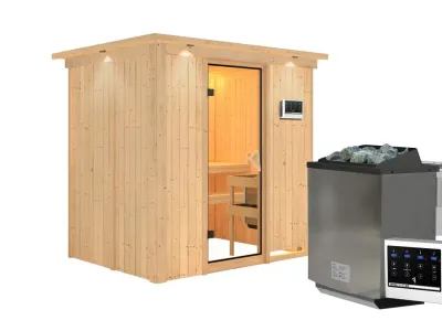 Sauna Systemsauna Bodin mit Dachkranz, inkl. 9 kW Bio-Ofen mit externer Steuerung Produktbild #4