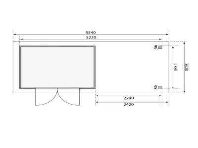 Gartenhaus SET Askola 5 19 mm naturbelassen, inkl. 2,4 m Anbaudach + Lamellenwänden Produktbild #10