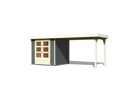 Gartenhaus SET Askola 3,5 19 mm terragrau, inkl. 2,8 m Anbaudach Produktbild #6
