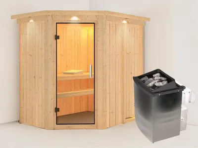 Sauna Systemsauna Carin mit Dachkranz, inkl. 9 kW Ofen mit integrierter Steuerung Produktbild #4