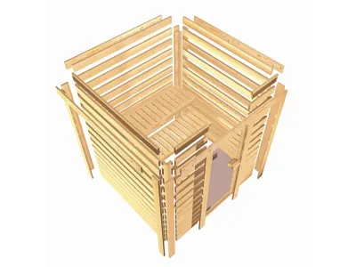 Sauna Jutta mit bronzierter Glastür und Dachkranz + 9 kW Saunaofen integr. Strg. Produktbild #6