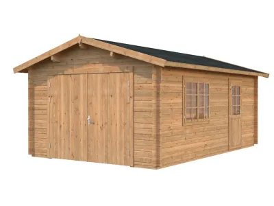 Garage Roger 19,0 m² mit Holztor 44 mm braun tauchimprägniert Produktbild #1