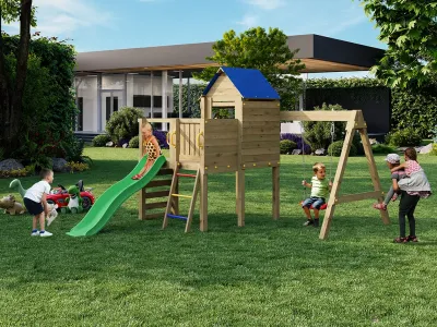 Spielturm Bibalu KDI inkl. Rutsche grün Produktbild #2