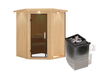 Sauna Systemsauna Larin mit Dachkranz, inkl. 9 kW Ofen mit integrierter Steuerung Produktbild #7