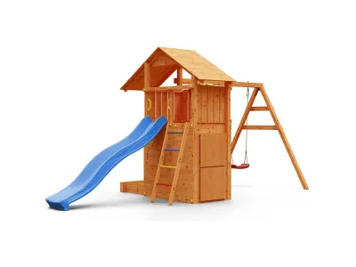 Spielturm Smart 7 grau-weiß inkl. Rutsche blau Produktbild #5