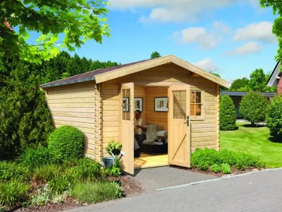 Gartenhaus Blockbohlenhaus Felsenau 3 38 mm naturbelassen Produktbild #1
