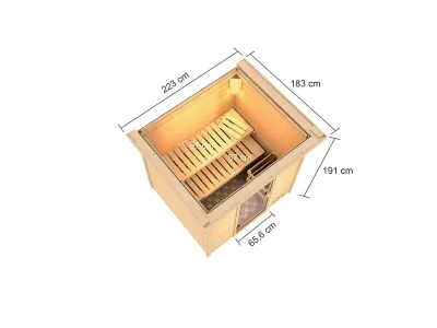 Sauna Adelina mit bronzierter Glastür und Dachkranz + 9 kW Bio-Kombiofen ext. Strg. Produktbild #8
