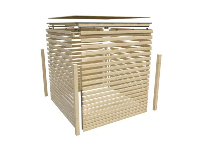 Gartenhaus Qubic/Cubino 19 mm terragrau inkl. Anbaudach 2,4 m Produktbild #5