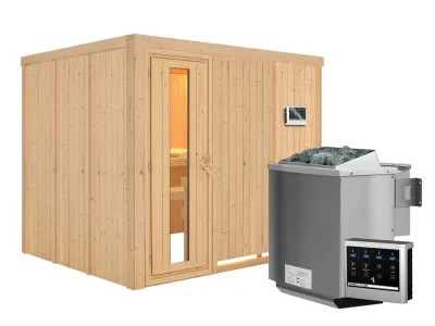 Systemsauna Gobin Holztür mit Isolierglas, inkl. 9 kW Bio-Kombiofen ext. Steuerung Produktbild #7