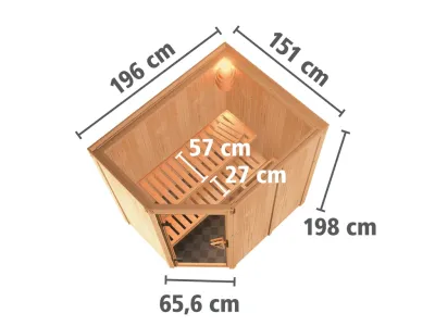 Sauna Systemsauna Carin Klarglas Ganzglastür Produktbild #6