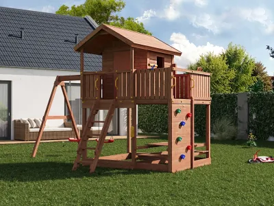 Spielturm Stelzenhaus Moonlight teakfarben Produktbild #1