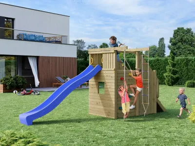 Spielturm Ramphouse KDI inkl. Rutsche blau Produktbild #1