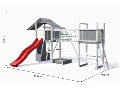 Spielturm Smart 4 Bridge grau/weiß inkl. Rutsche rot Produktbild #7