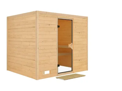 Massivholzsauna Sonara bronzierte Ganzglastür Produktbild #2