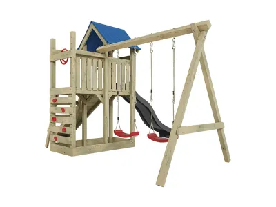 Spielturm Hefty KDI inkl. Doppelschaukel inkl. Rutsche grau + Sitze rot Produktbild #6