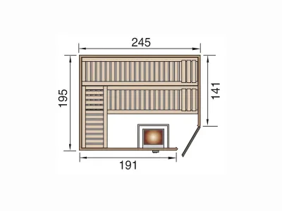 Sauna Massivholzsauna Turku 3 HT isolierte Holztür mit Glasausschnitt Produktbild #3