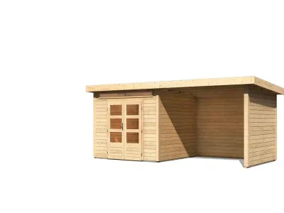 Gartenhaus SET Kandern 6 28 mm naturbelassen, inkl. 3,2 m Anbaudach + Seiten- und Rückwand Produktbild #6