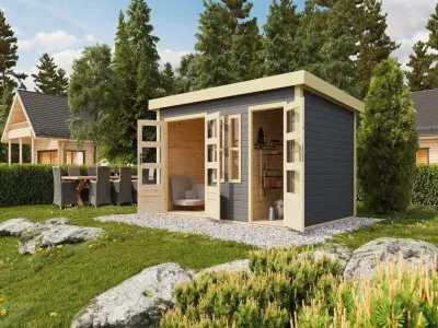 Gartenhaus Zweiraumhaus Schönbuch 2 38 mm terragrau Produktbild #1