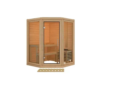 Sauna Yuma naturbelassen mit Ganzglastür Produktbild #12