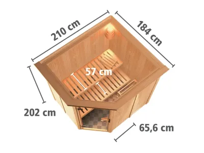 Sauna Systemsauna Lilja mit Dachkranz, inkl. Plug & Play Saunaofen externe Steuerung Produktbild #5