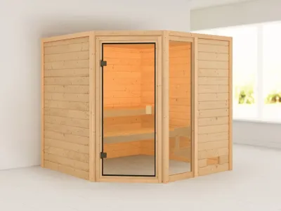 Sauna Massivholzsauna Tabea, mit bronzierter Ganzglastür Produktbild #7