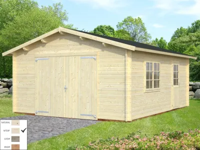 Garage Roger 23,9 m² mit Holztor 44 mm transparent tauchimprägniert Produktbild #1