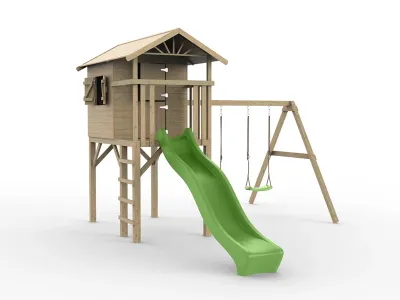 Stelzenhaus Tree Hut KDI inkl. Doppelschaukel und Rutsche grün Produktbild #3