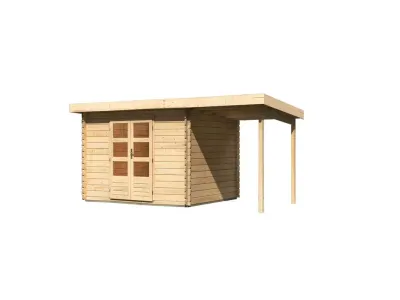 Gartenhaus Blockbohenhaus SET Bastrup 7 28 mm naturbelassen, inkl. 2,0 m Anbaudach Produktbild #11