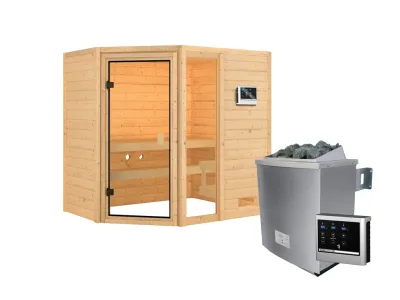 Sauna Jada mit bronzierter Glastür + 9 kW Saunaofen ext. Strg. Produktbild #4