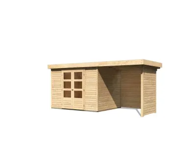 Gartenhaus SET Askola 5 19 mm naturbelassen, inkl. 2,4 m Anbaudach + Seiten- und Rückwand Produktbild #8