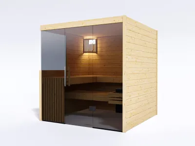 Innensauna Massivsauna Nova Graphit Ganzglastür Produktbild #5