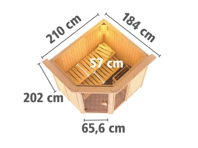 Sauna Systemsauna Fiona 2 mit Dachkranz Produktbild #9
