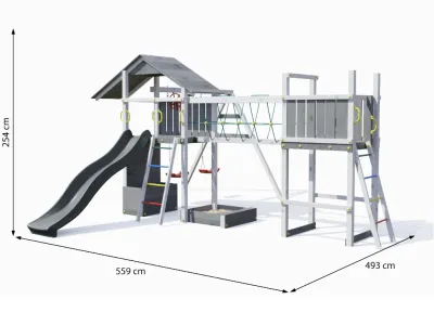 Spielturm Smart 4 Bridge grau/weiß inkl. Rutsche grau Produktbild #7