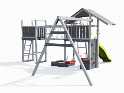 Spielturm Smart 4 Bridge grau/weiß inkl. Rutsche gelb Produktbild #6