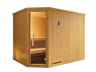 Sauna Systemsauna Varberg 4 mit graphit Glastür Produktbild #2