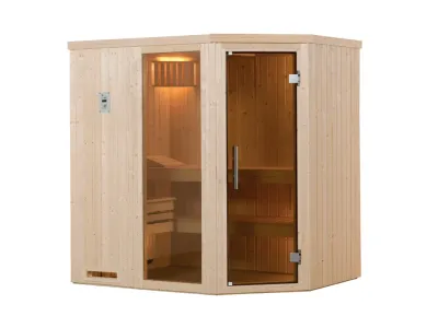Sauna Elementsauna Varberg 1 GTF graphit Ganzglastür und Fensterelement Produktbild #3