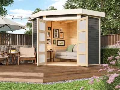Gartenhaus Goldendorf 3 19 mm terragrau Produktbild #1