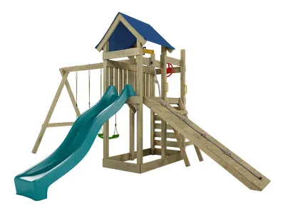 Spielturm Hefty KDI inkl. Doppelschaukel inkl. Rutsche türkis + Sitze grün Produktbild #5