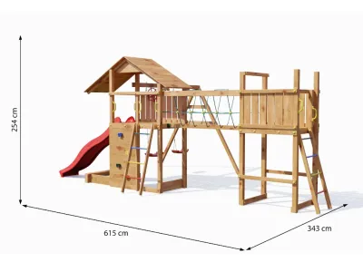 Spielturm Smart 2 Bridge teakfarben inkl. Rutsche rot Produktbild #7
