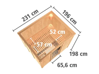 Systemsauna Gobin Holztür mit Isolierglas, inkl. 9 kW Saunaofen ext. Steuerung Produktbild #3